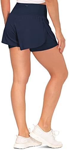 Women’s 2 in 1 Shorts Summer Running Shorts Gym Workout Athletic Gym Yoga Shorts Liner Jogging Pants Sports Quick Dry Training Joggers Shorts