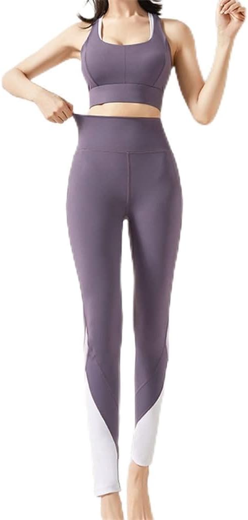 SilteD Yoga Suit Soft Fabric Women Sportswear Front Seam Gym Wear Sportswear Gym Workout Wear (Color : B, Size : Mcode)