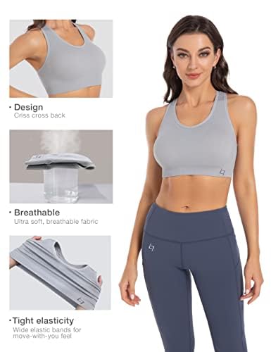 FITTIN Racerback Sports Bra for Women - Padded Seamless Activewear Bras for Yoga Gym Workout Fitness