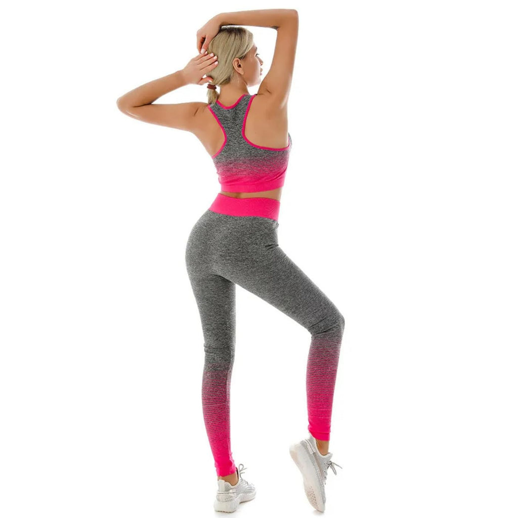 ZiaWorld Women Workout Outfits 2 Piece Set, Gym Set Seamless Ribbed Casual Comfortable Vest Short Top High Waist Leggings Sets, Sports Activewear Tracksuit Yoga Fitness Ladies Gym Wear