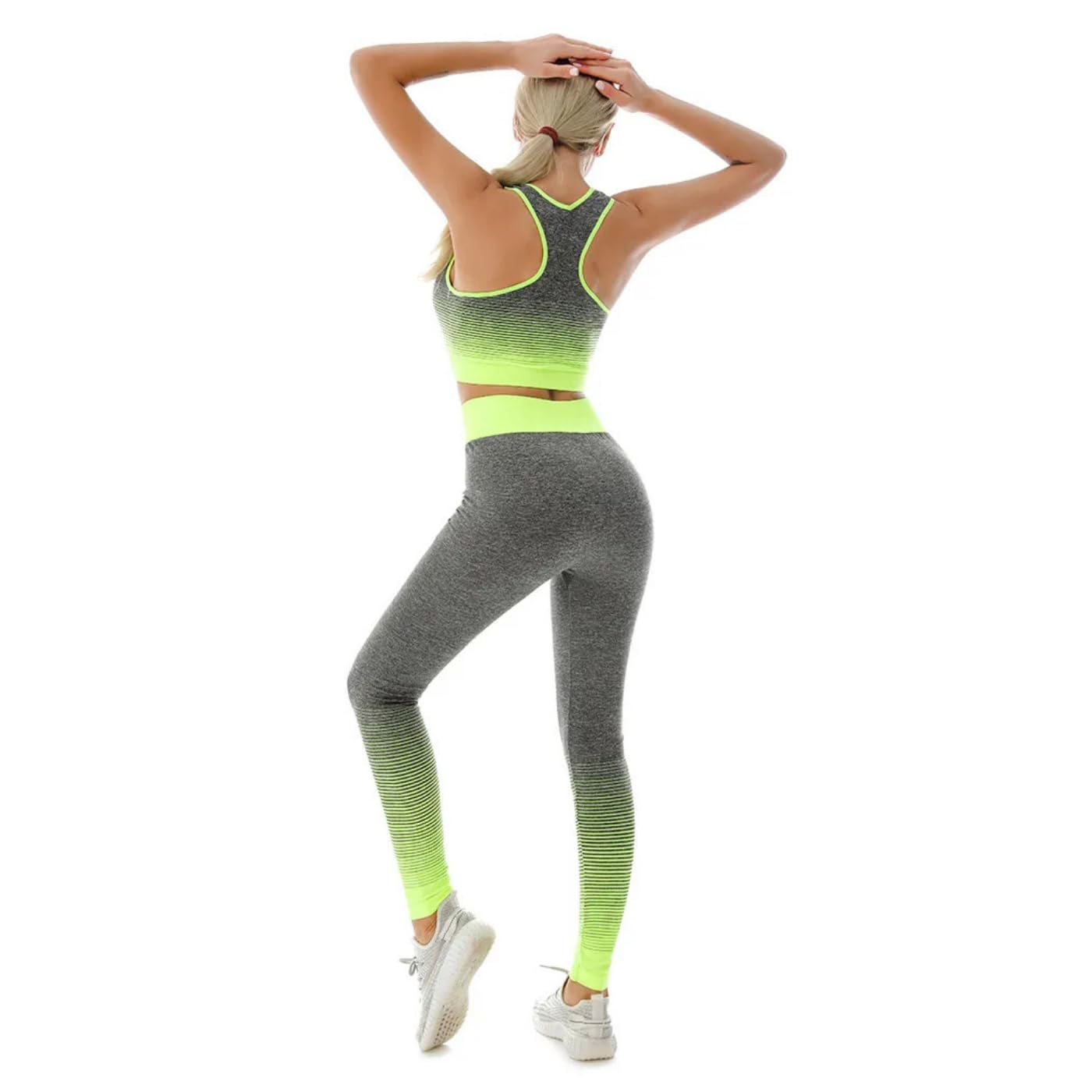 ZiaWorld Women Workout Outfits 2 Piece Set, Gym Set Seamless Ribbed Casual Comfortable Vest Short Top High Waist Leggings Sets, Sports Activewear Tracksuit Yoga Fitness Ladies Gym Wear