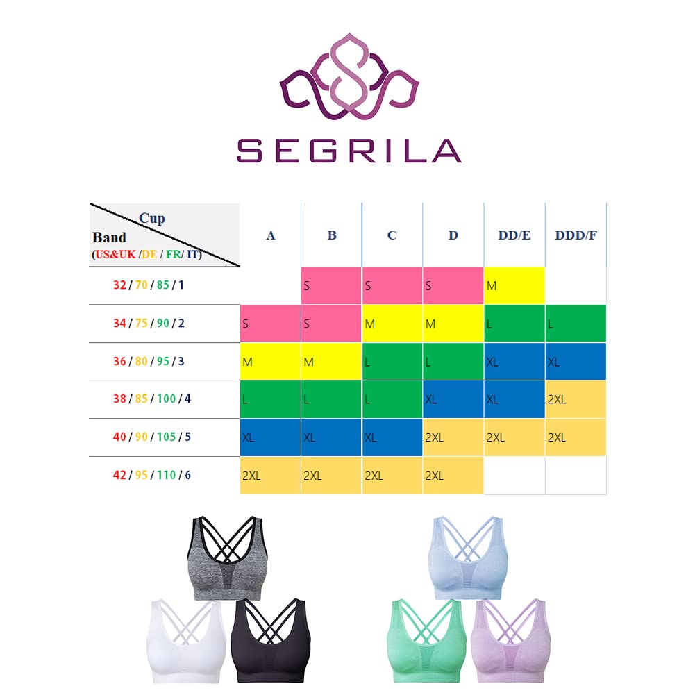 SEGRILA Women’s Sports Bras 3 Pack Crisscross Back Yoga Bras Medium Support Workout Bras with Removable Pads