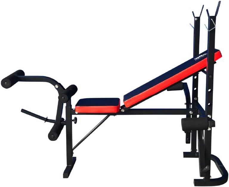 Fit4home Weights Bench With Barbell Rack | Adjustable Home Training Gym Workout Fitness Bench | TF-1001 Black