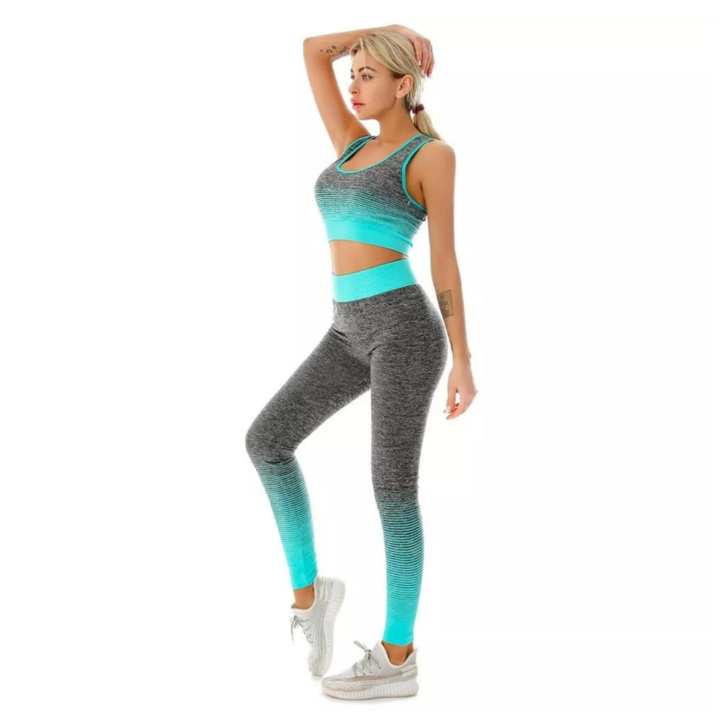 ZiaWorld Women Workout Outfits 2 Piece Set, Gym Set Seamless Ribbed Casual Comfortable Vest Short Top High Waist Leggings Sets, Sports Activewear Tracksuit Yoga Fitness Ladies Gym Wear