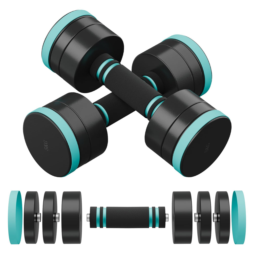 Dripex Steel Adjustable Dumbbells Set 2.5kg 5kg 7.5kg 10kg 15kg 25kg Dumbbells Pair Hand Weights with Foam Handle for Men Women Home Gym Fitness Dumbbell Training