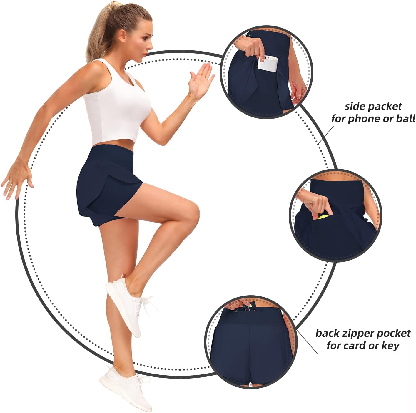 Women’s 2 in 1 Shorts Summer Running Shorts Gym Workout Athletic Gym Yoga Shorts Liner Jogging Pants Sports Quick Dry Training Joggers Shorts