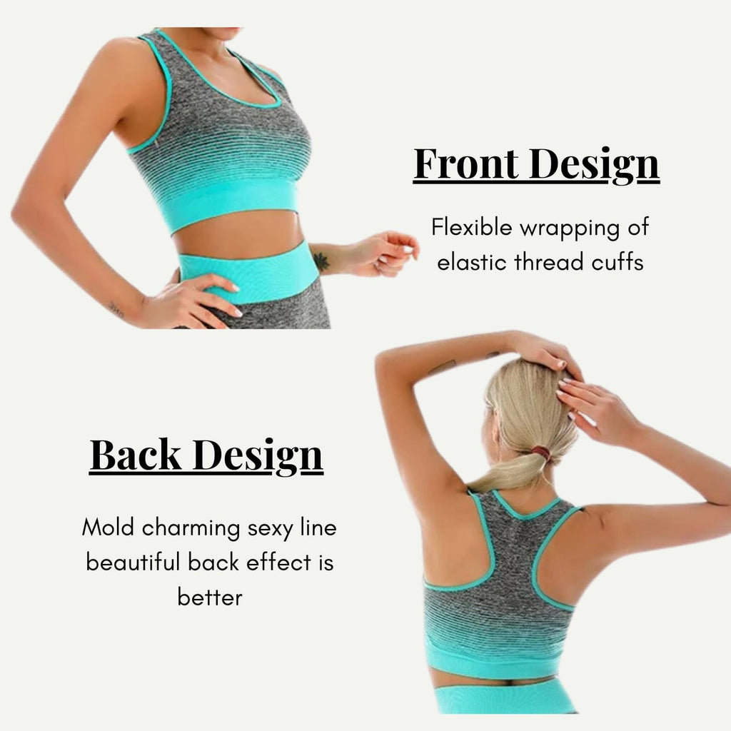 ZiaWorld Women Workout Outfits 2 Piece Set, Gym Set Seamless Ribbed Casual Comfortable Vest Short Top High Waist Leggings Sets, Sports Activewear Tracksuit Yoga Fitness Ladies Gym Wear