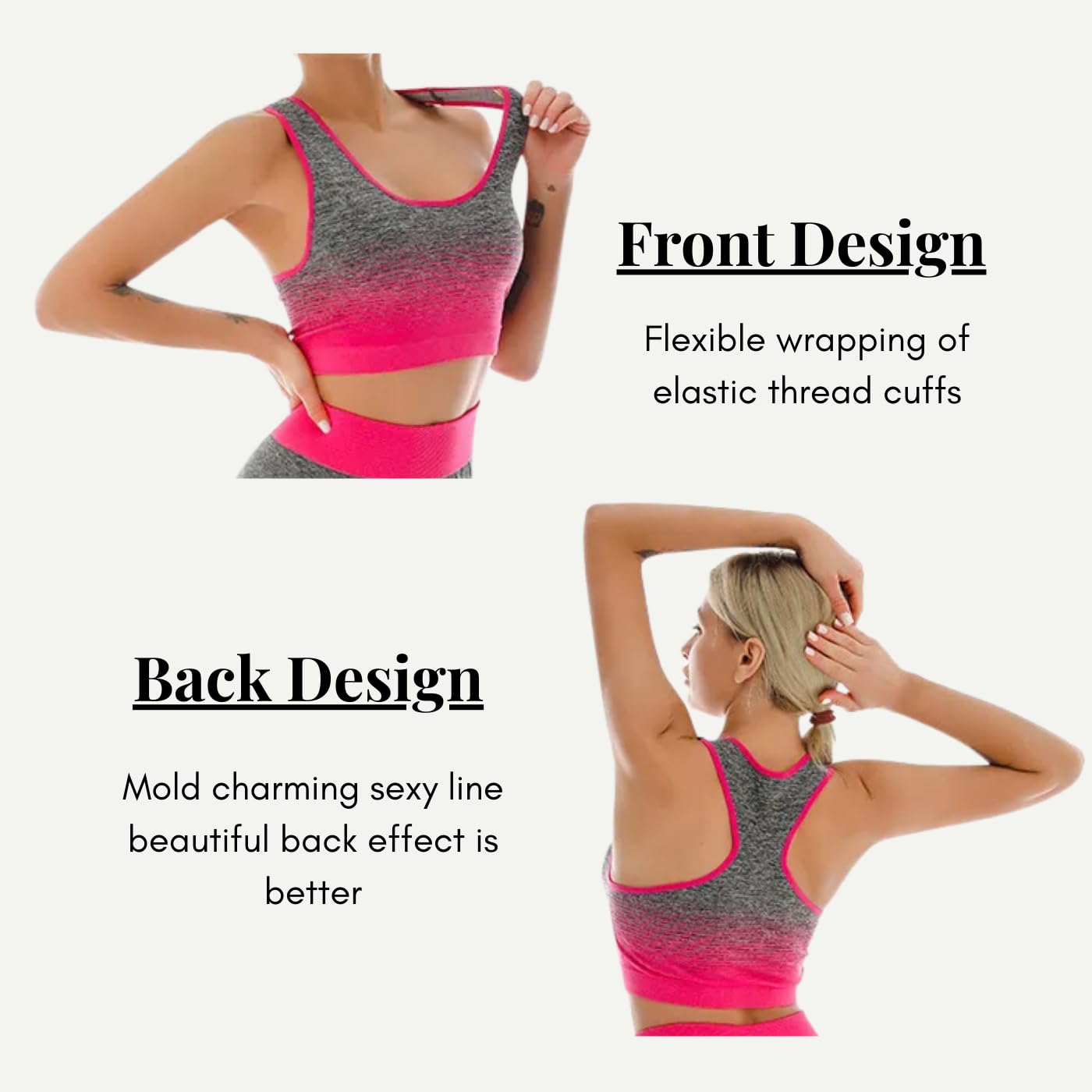 ZiaWorld Women Workout Outfits 2 Piece Set, Gym Set Seamless Ribbed Casual Comfortable Vest Short Top High Waist Leggings Sets, Sports Activewear Tracksuit Yoga Fitness Ladies Gym Wear