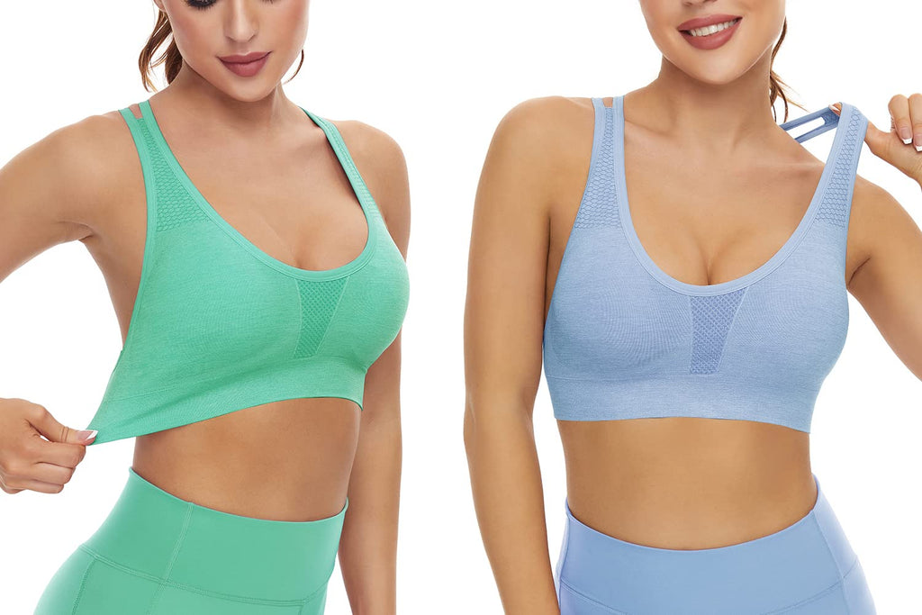 SEGRILA Women’s Sports Bras 3 Pack Crisscross Back Yoga Bras Medium Support Workout Bras with Removable Pads