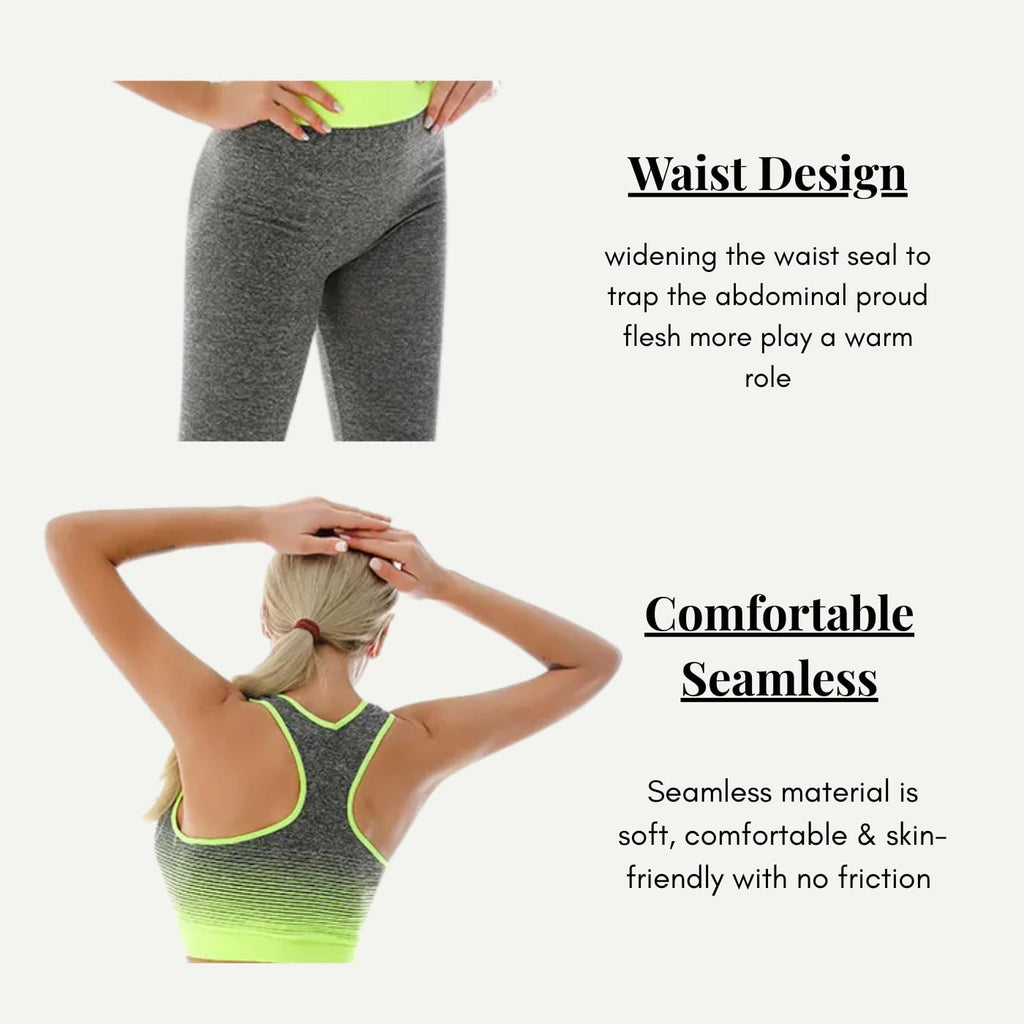 ZiaWorld Women Workout Outfits 2 Piece Set, Gym Set Seamless Ribbed Casual Comfortable Vest Short Top High Waist Leggings Sets, Sports Activewear Tracksuit Yoga Fitness Ladies Gym Wear