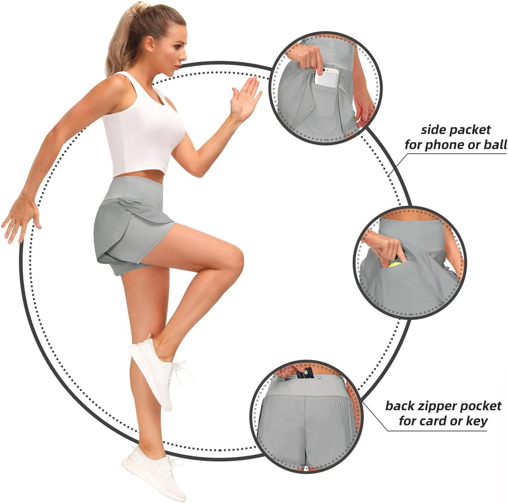 Women’s 2 in 1 Shorts Summer Running Shorts Gym Workout Athletic Gym Yoga Shorts Liner Jogging Pants Sports Quick Dry Training Joggers Shorts