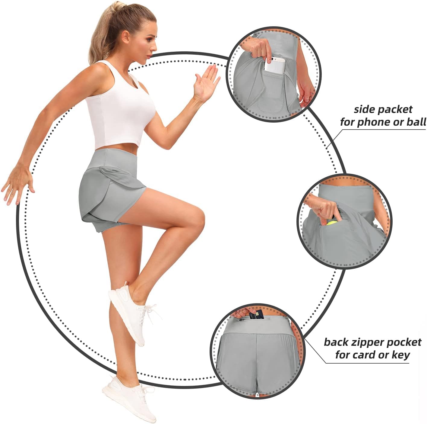 Women’s 2 in 1 Shorts Summer Running Shorts Gym Workout Athletic Gym Yoga Shorts Liner Jogging Pants Sports Quick Dry Training Joggers Shorts
