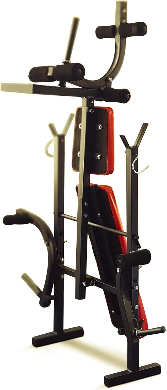 Fit4home Weights Bench With Barbell Rack | Adjustable Home Training Gym Workout Fitness Bench | TF-1001 Black