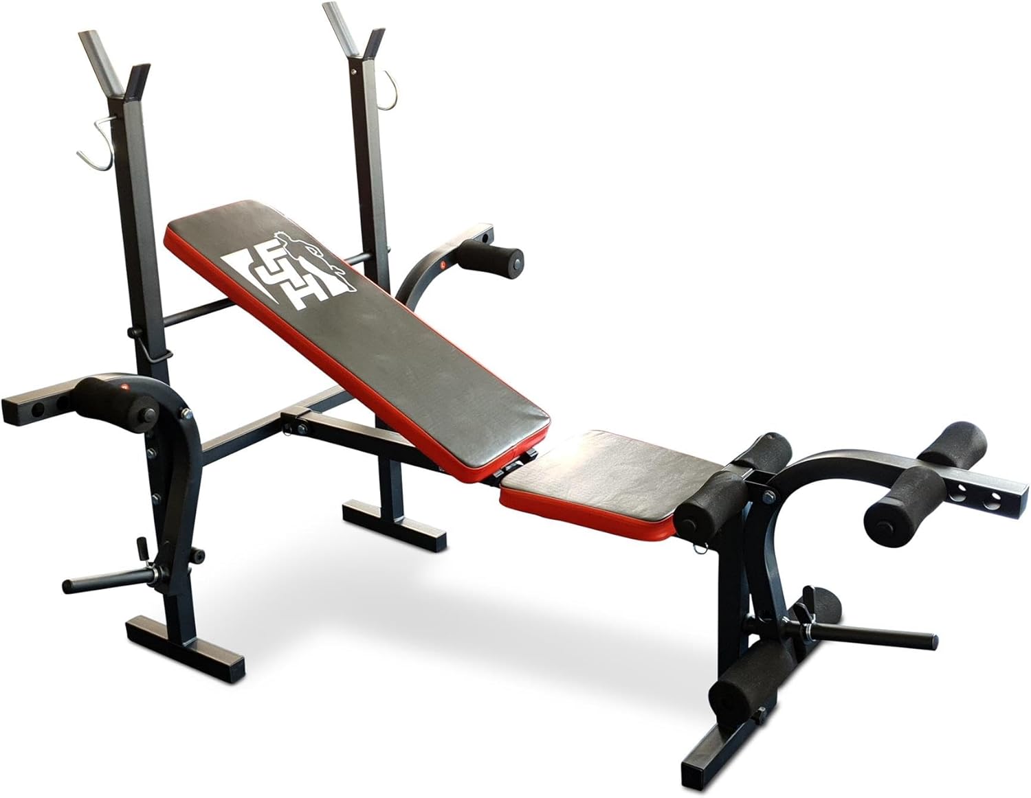 Fit4home Weights Bench With Barbell Rack | Adjustable Home Training Gym Workout Fitness Bench | TF-1001 Black