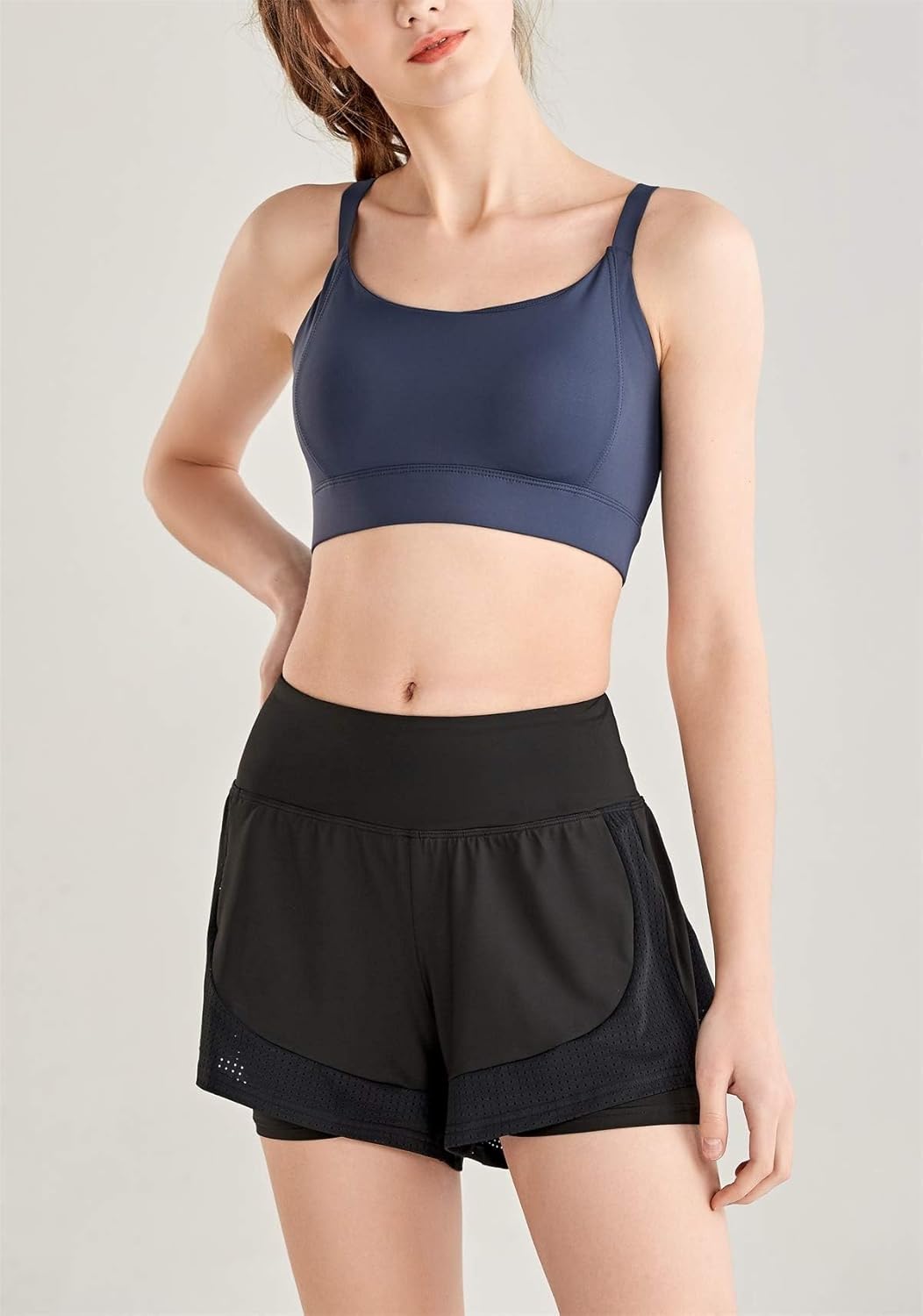 Women’s 2 in 1 Shorts Summer Running Shorts Gym Workout Athletic Gym Yoga Shorts Liner Jogging Pants Sports Quick Dry Training Joggers Shorts