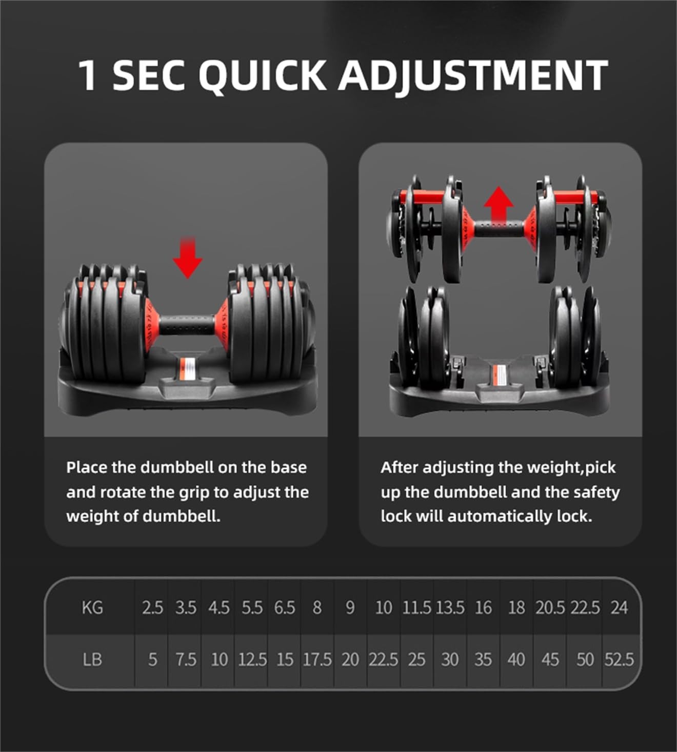 HAKENO 2x24 kg/40 kg Adjustable Dumbbells 15 in 1 Dumbbell Set Adjustable Space-saving Dumbbells, Strength Training and Home Training Variable Weights Space Saving (24-40 kg)