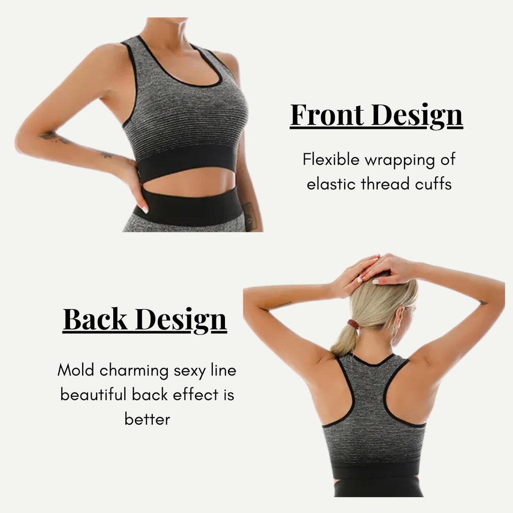 ZiaWorld Women Workout Outfits 2 Piece Set, Gym Set Seamless Ribbed Casual Comfortable Vest Short Top High Waist Leggings Sets, Sports Activewear Tracksuit Yoga Fitness Ladies Gym Wear