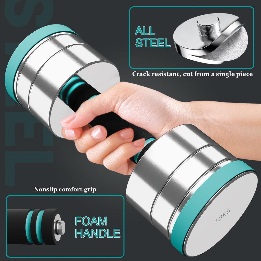Dripex Steel Adjustable Dumbbells Set 2.5kg 5kg 7.5kg 10kg 15kg 25kg Dumbbells Pair Hand Weights with Foam Handle for Men Women Home Gym Fitness Dumbbell Training