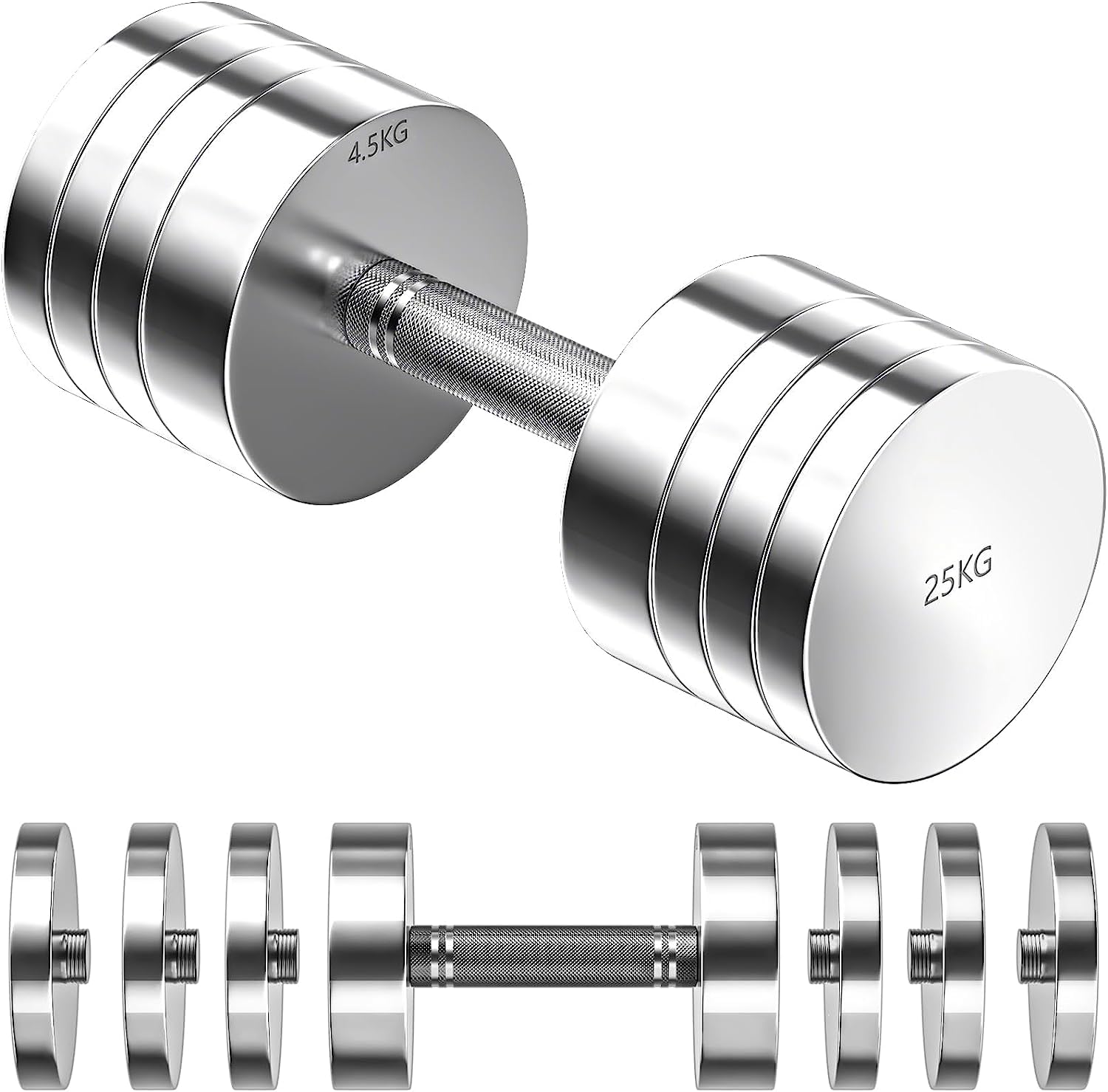 Dripex Steel Adjustable Dumbbells Set 2.5kg 5kg 7.5kg 10kg 15kg 25kg Dumbbells Pair Hand Weights with Foam Handle for Men Women Home Gym Fitness Dumbbell Training