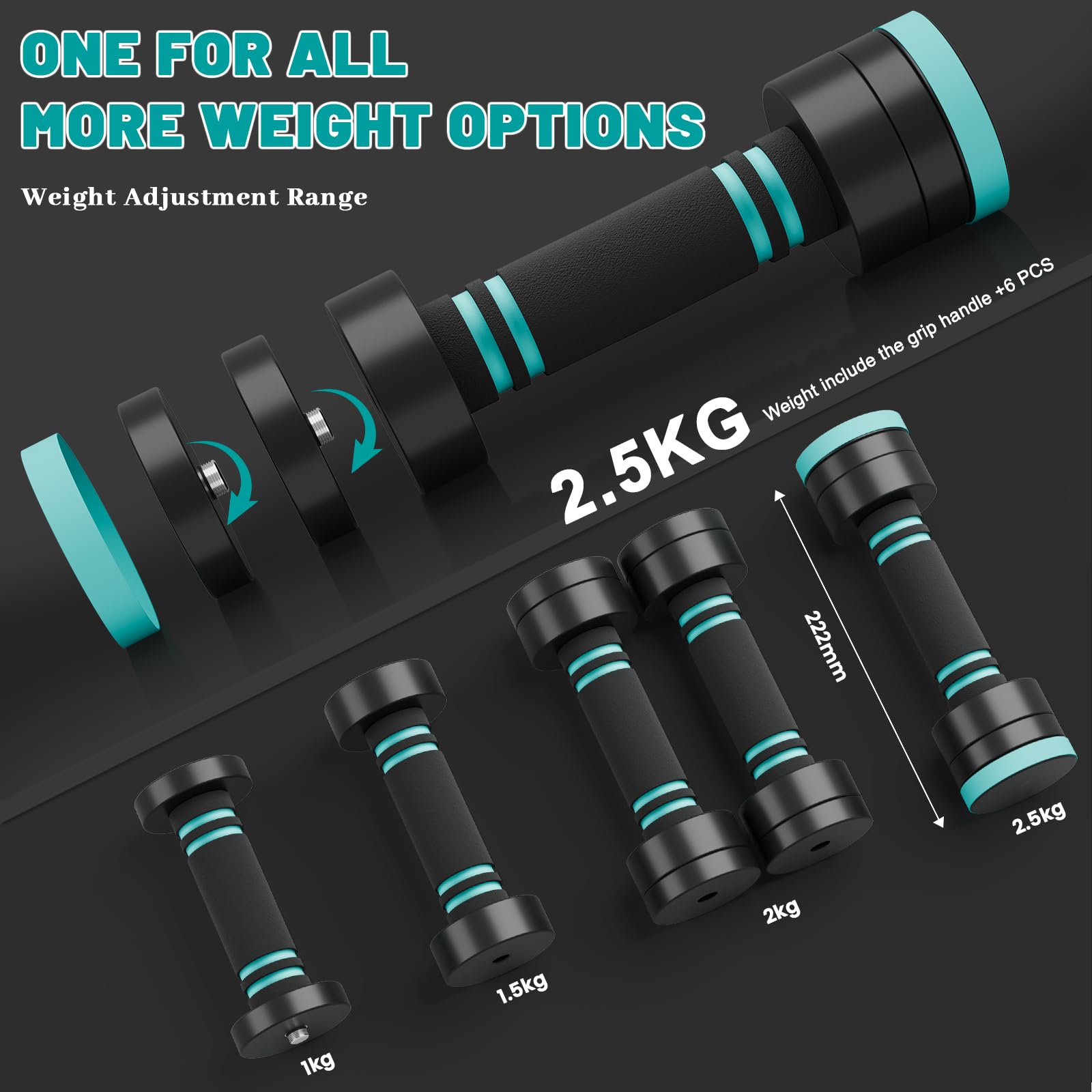 Dripex Steel Adjustable Dumbbells Set 2.5kg 5kg 7.5kg 10kg 15kg 25kg Dumbbells Pair Hand Weights with Foam Handle for Men Women Home Gym Fitness Dumbbell Training