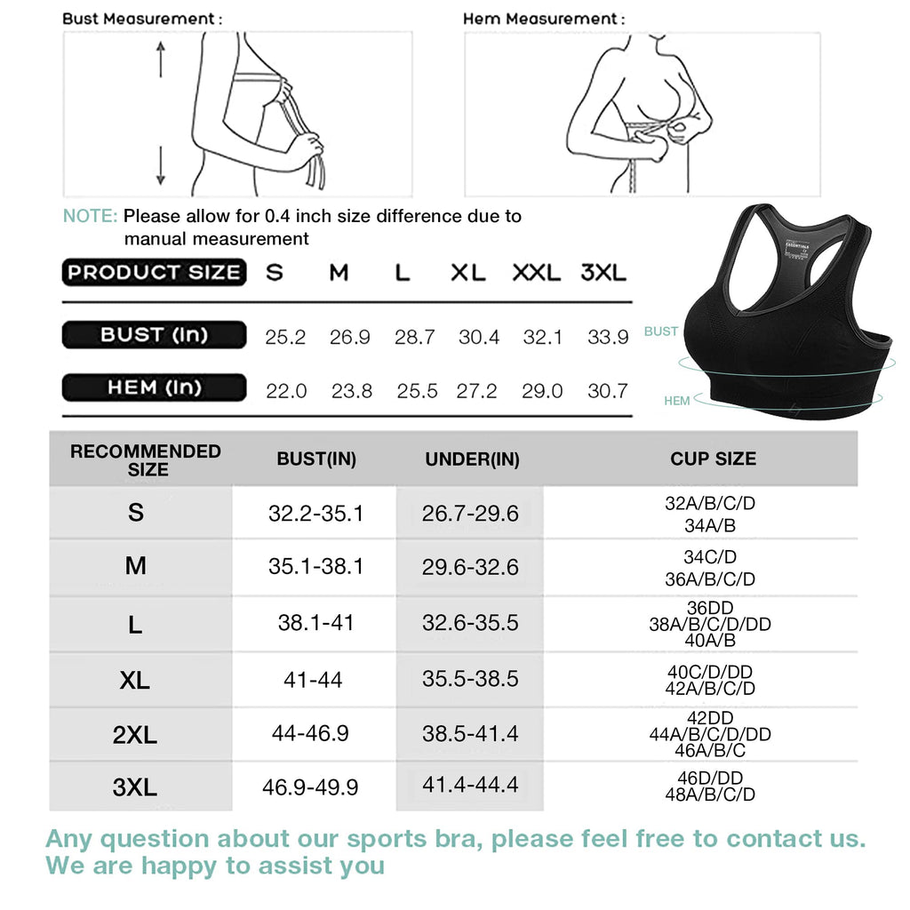 FITTIN Racerback Sports Bra for Women - Padded Seamless Activewear Bras for Yoga Gym Workout Fitness