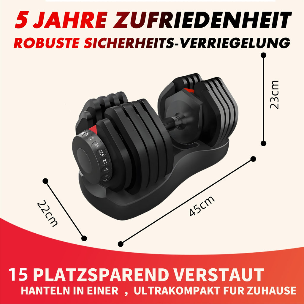 HAKENO 2x24 kg/40 kg Adjustable Dumbbells 15 in 1 Dumbbell Set Adjustable Space-saving Dumbbells, Strength Training and Home Training Variable Weights Space Saving (24-40 kg)