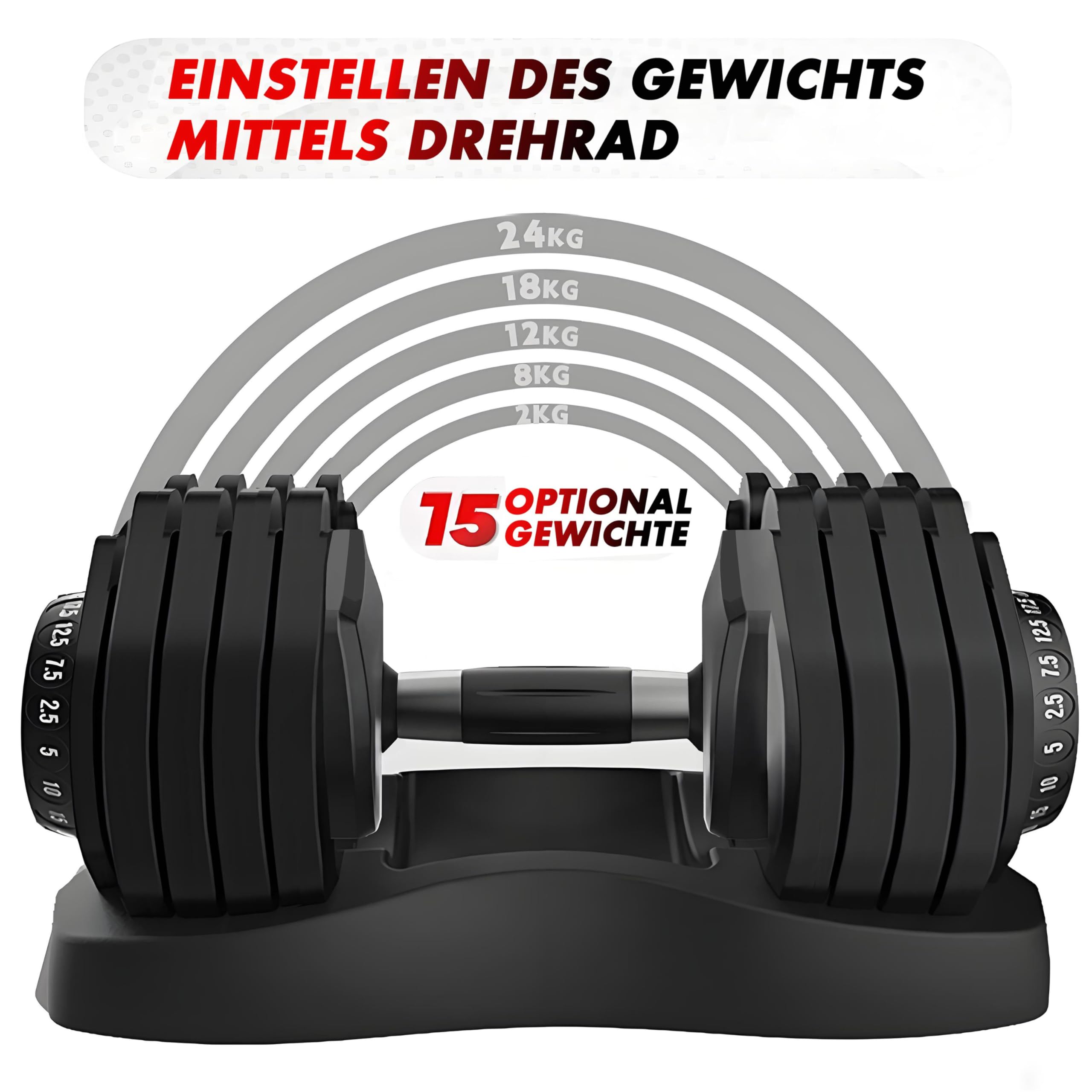 HAKENO 2x24 kg/40 kg Adjustable Dumbbells 15 in 1 Dumbbell Set Adjustable Space-saving Dumbbells, Strength Training and Home Training Variable Weights Space Saving (24-40 kg)