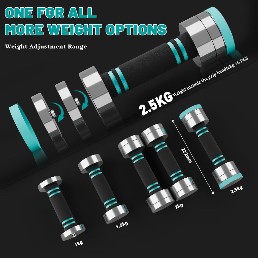 Dripex Steel Adjustable Dumbbells Set 2.5kg 5kg 7.5kg 10kg 15kg 25kg Dumbbells Pair Hand Weights with Foam Handle for Men Women Home Gym Fitness Dumbbell Training