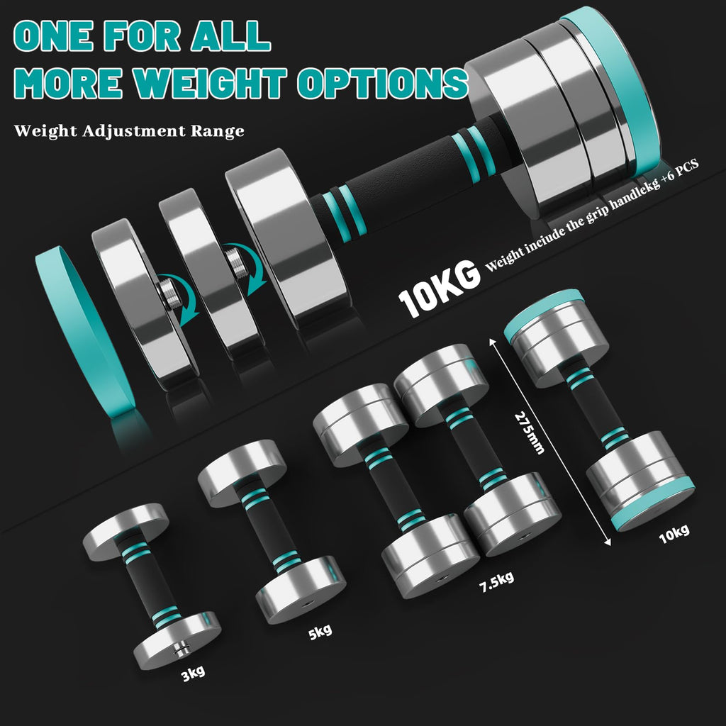 Dripex Steel Adjustable Dumbbells Set 2.5kg 5kg 7.5kg 10kg 15kg 25kg Dumbbells Pair Hand Weights with Foam Handle for Men Women Home Gym Fitness Dumbbell Training