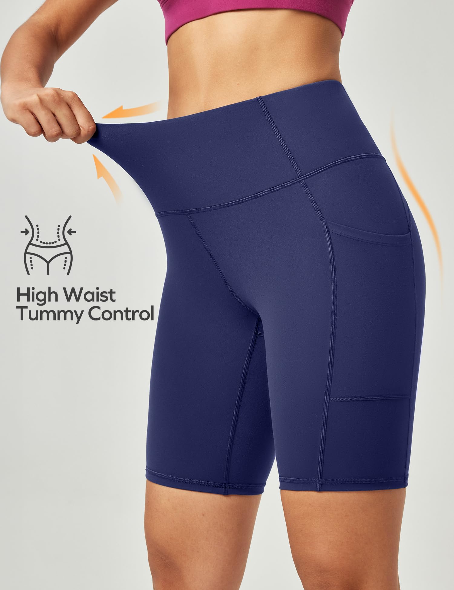 Ewedoos Cycling Shorts Women Running Gym Shorts for Women with Pockets High Waisted Tummy Control Soft Womens Sports Yoga Biker Workout Short