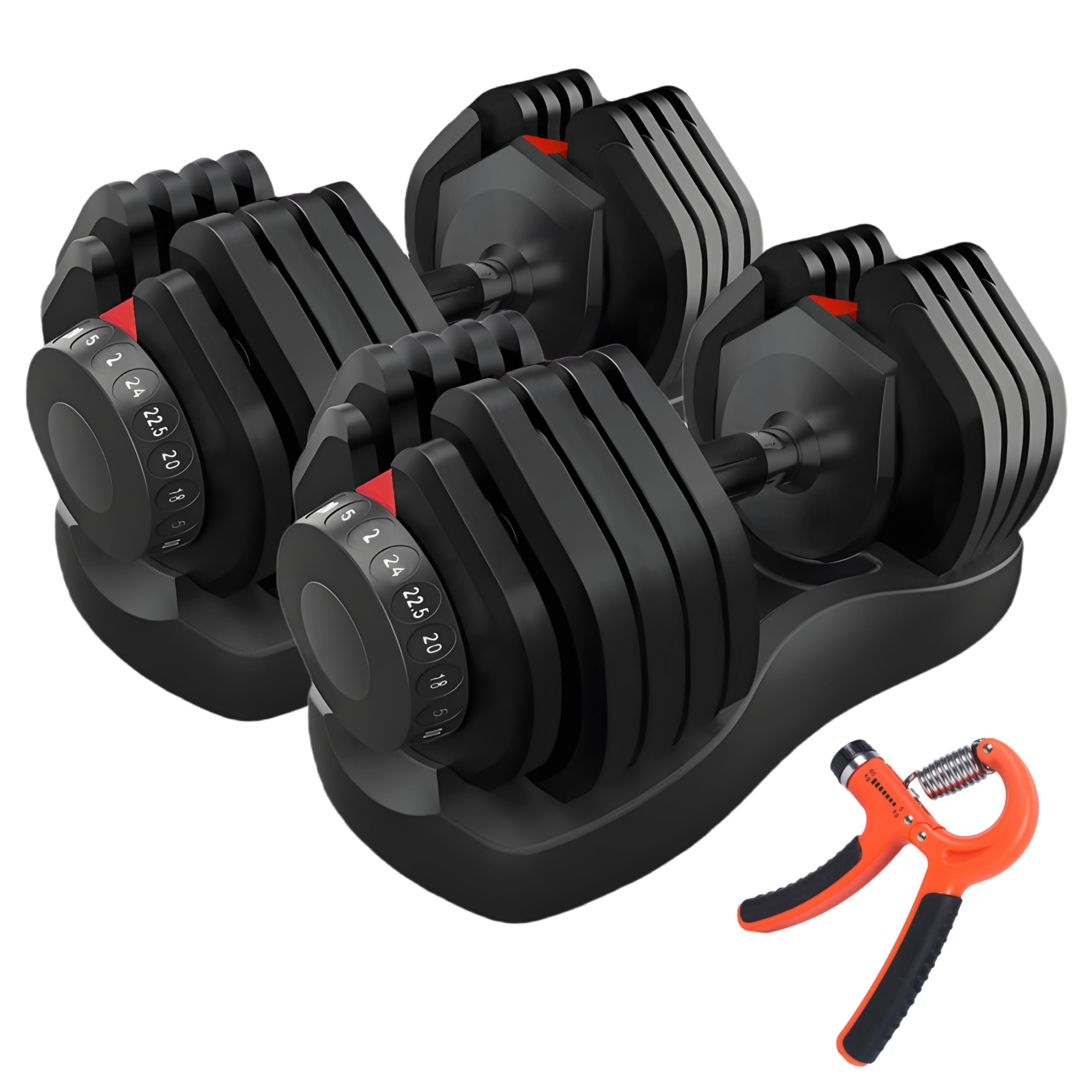 HAKENO 2x24 kg/40 kg Adjustable Dumbbells 15 in 1 Dumbbell Set Adjustable Space-saving Dumbbells, Strength Training and Home Training Variable Weights Space Saving (24-40 kg)
