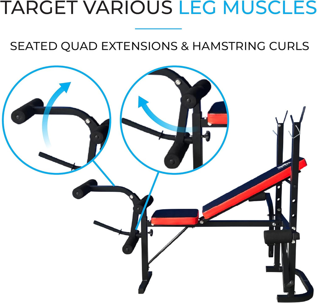 Fit4home Weights Bench With Barbell Rack | Adjustable Home Training Gym Workout Fitness Bench | TF-1001 Black