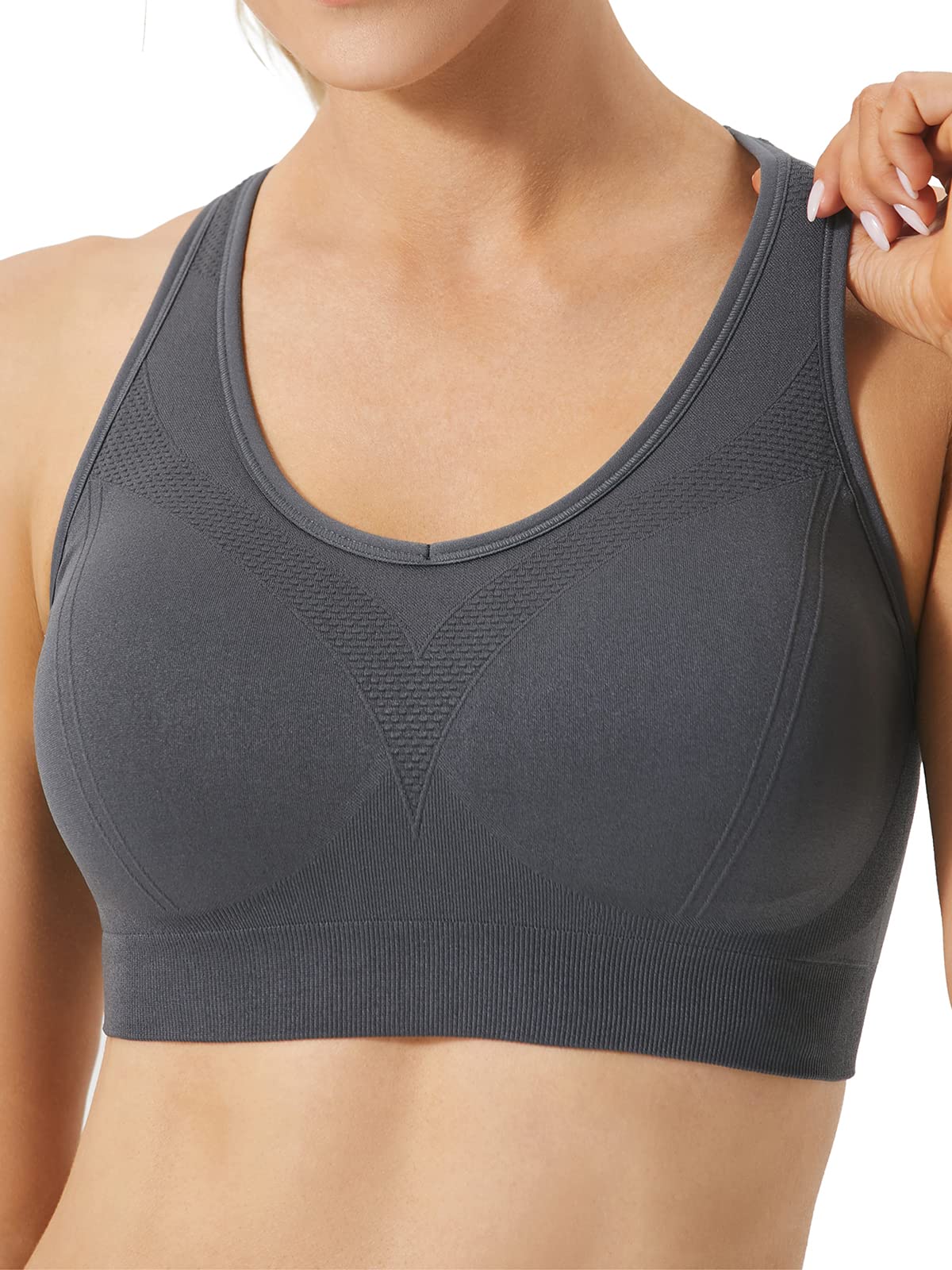 FITTIN Racerback Sports Bra for Women - Padded Seamless Activewear Bras for Yoga Gym Workout Fitness