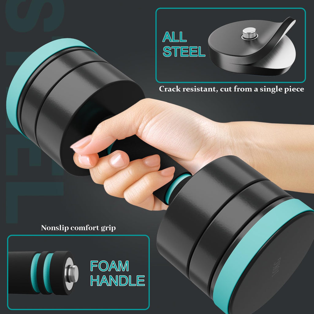 Dripex Steel Adjustable Dumbbells Set 2.5kg 5kg 7.5kg 10kg 15kg 25kg Dumbbells Pair Hand Weights with Foam Handle for Men Women Home Gym Fitness Dumbbell Training