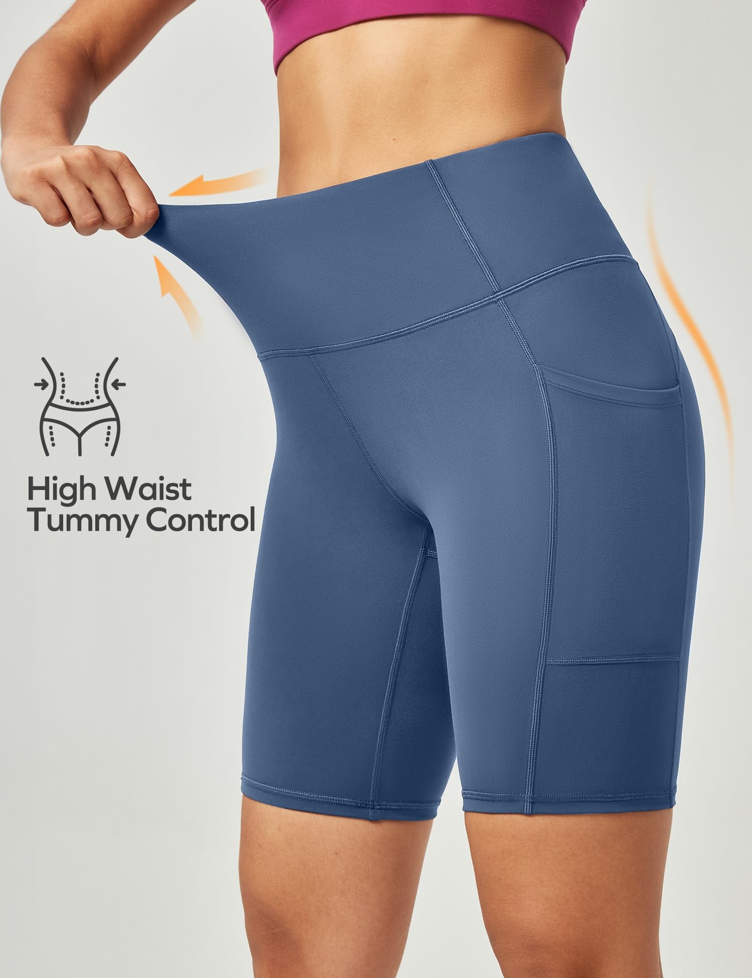 Ewedoos Cycling Shorts Women Running Gym Shorts for Women with Pockets High Waisted Tummy Control Soft Womens Sports Yoga Biker Workout Short