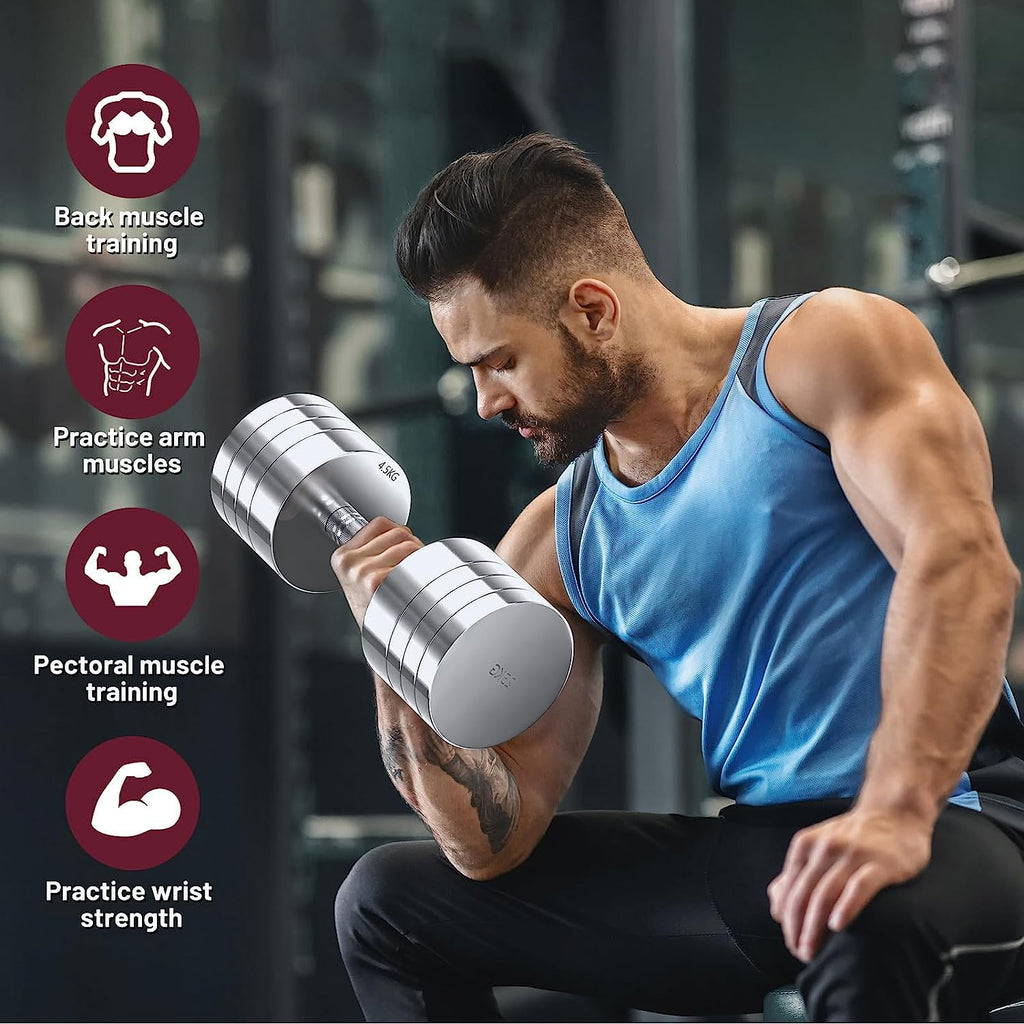 Dripex Steel Adjustable Dumbbells Set 2.5kg 5kg 7.5kg 10kg 15kg 25kg Dumbbells Pair Hand Weights with Foam Handle for Men Women Home Gym Fitness Dumbbell Training