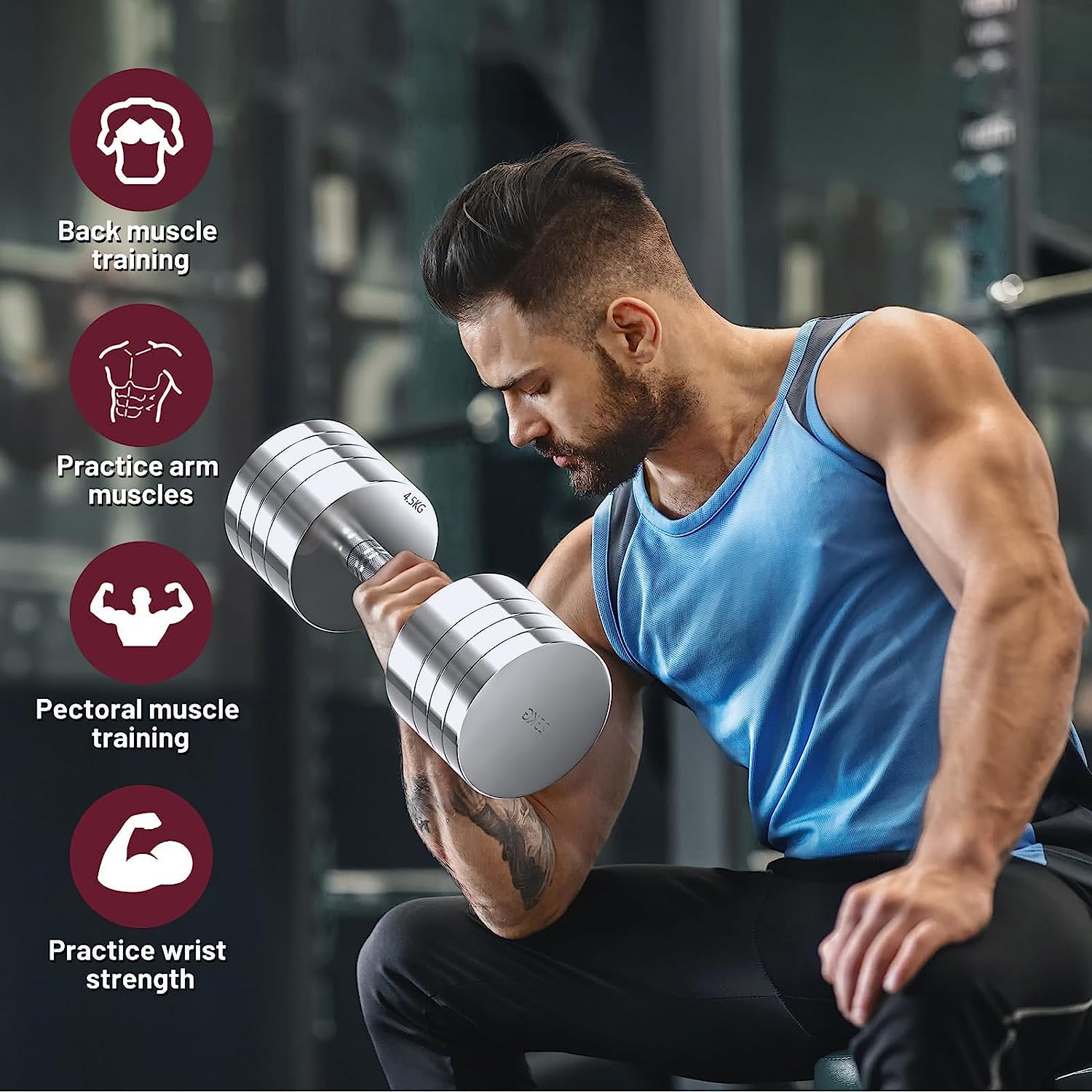 Dripex Steel Adjustable Dumbbells Set 2.5kg 5kg 7.5kg 10kg 15kg 25kg Dumbbells Pair Hand Weights with Foam Handle for Men Women Home Gym Fitness Dumbbell Training