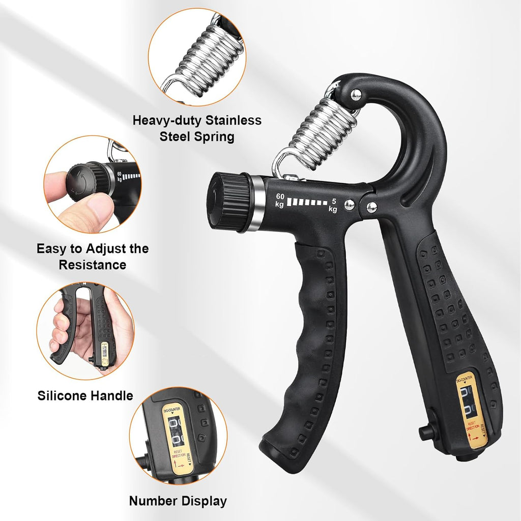 GRIFEMA GA5003 Hand Grips Strengthener, Forearm Strengthener, Hand Gripper with Counter, Adjustable Resistance 5-60kg, for Muscle Building and Injury Recovery