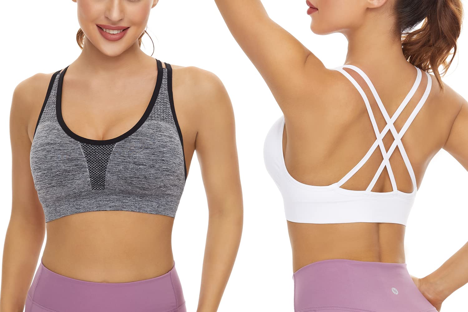SEGRILA Women’s Sports Bras 3 Pack Crisscross Back Yoga Bras Medium Support Workout Bras with Removable Pads