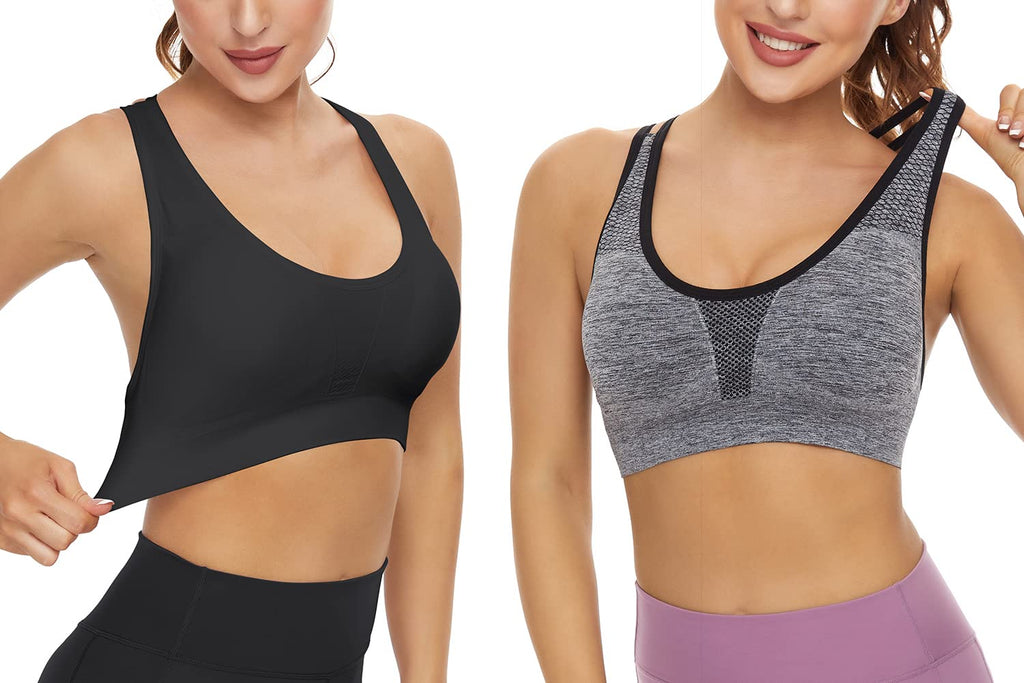 SEGRILA Women’s Sports Bras 3 Pack Crisscross Back Yoga Bras Medium Support Workout Bras with Removable Pads