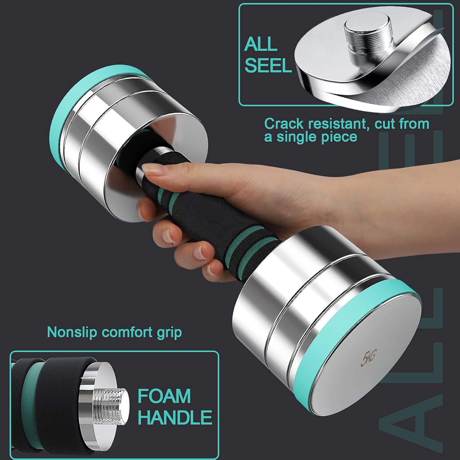 Dripex Steel Adjustable Dumbbells Set 2.5kg 5kg 7.5kg 10kg 15kg 25kg Dumbbells Pair Hand Weights with Foam Handle for Men Women Home Gym Fitness Dumbbell Training