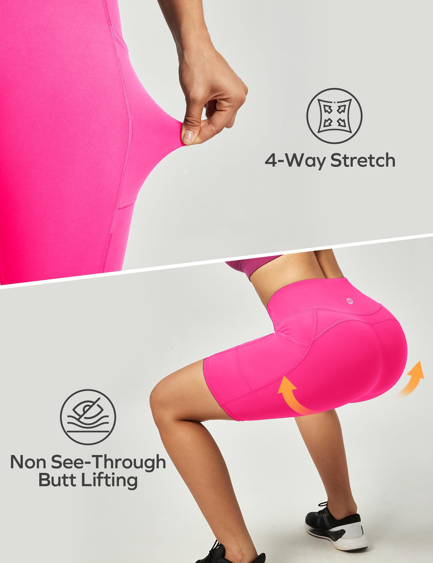 Ewedoos Cycling Shorts Women Running Gym Shorts for Women with Pockets High Waisted Tummy Control Soft Womens Sports Yoga Biker Workout Short
