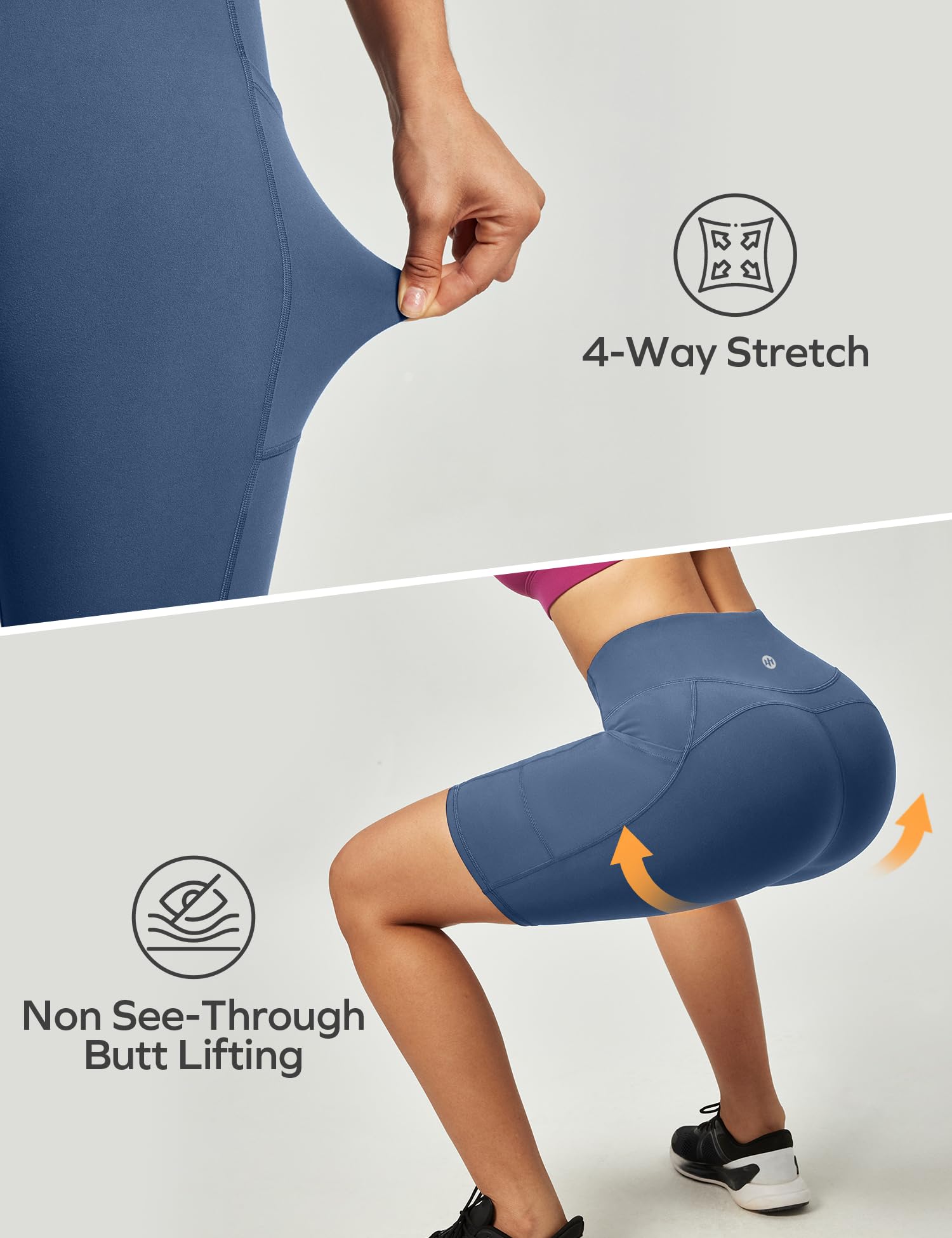 Ewedoos Cycling Shorts Women Running Gym Shorts for Women with Pockets High Waisted Tummy Control Soft Womens Sports Yoga Biker Workout Short