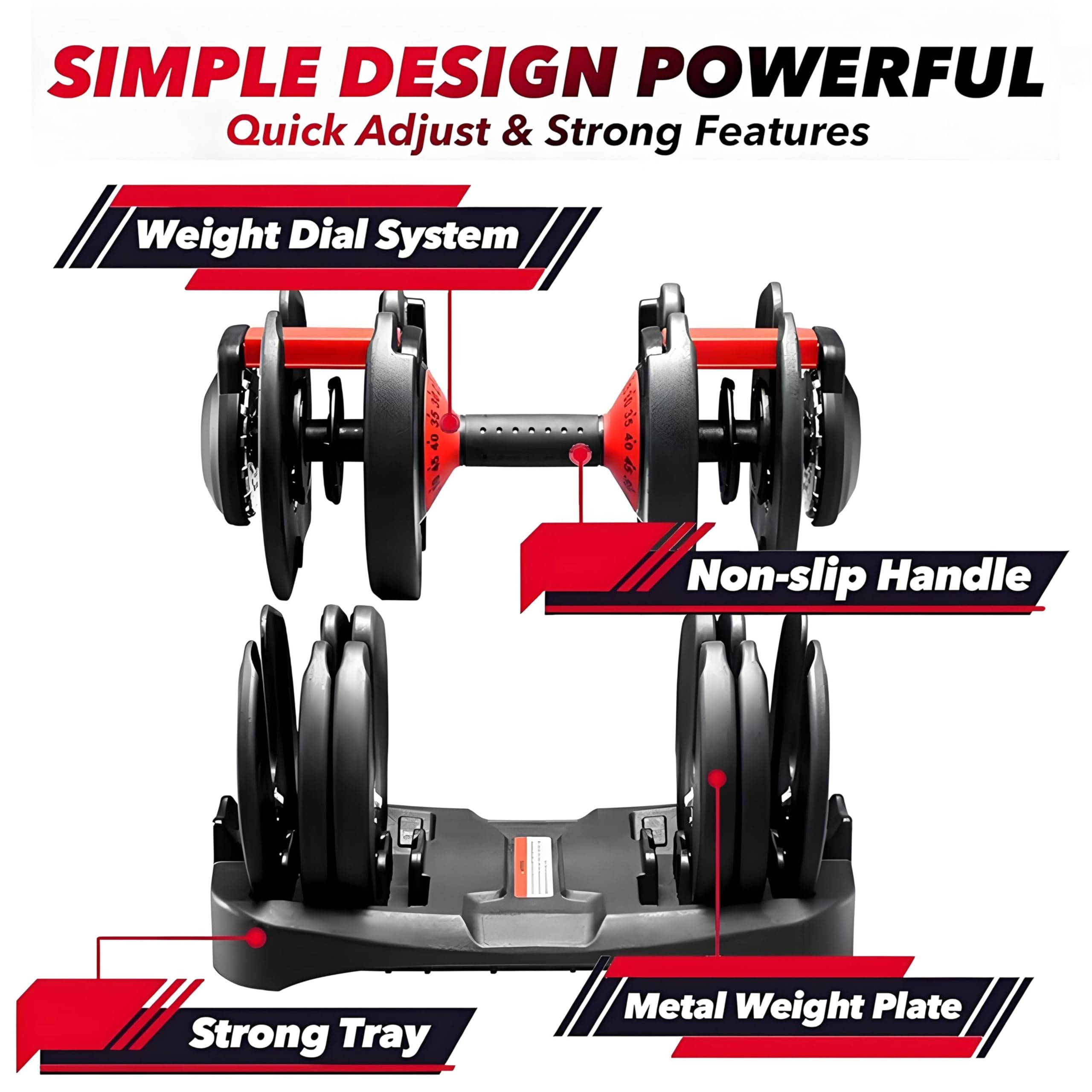 HAKENO 2x24 kg/40 kg Adjustable Dumbbells 15 in 1 Dumbbell Set Adjustable Space-saving Dumbbells, Strength Training and Home Training Variable Weights Space Saving (24-40 kg)