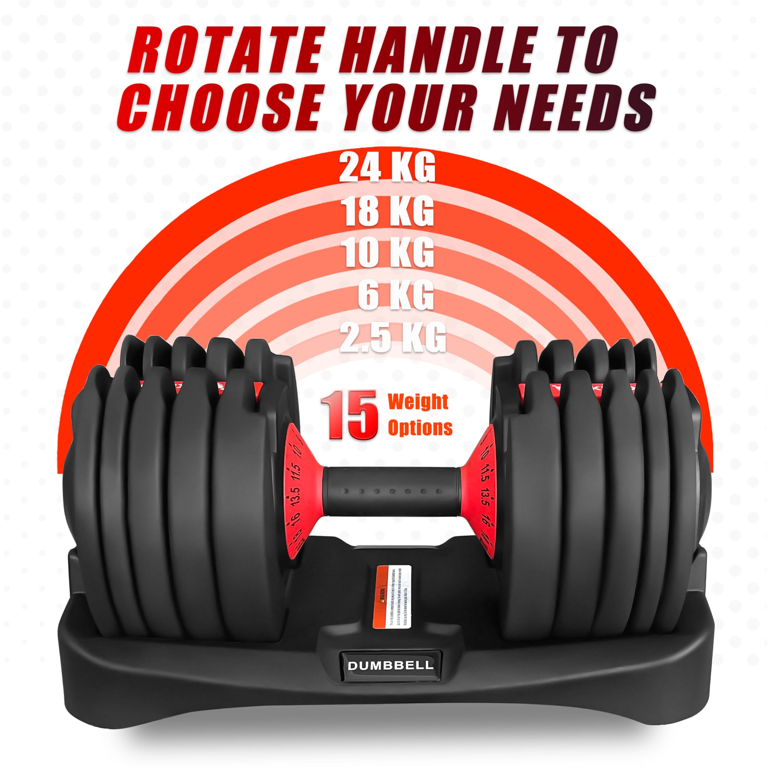 HAKENO 2x24 kg/40 kg Adjustable Dumbbells 15 in 1 Dumbbell Set Adjustable Space-saving Dumbbells, Strength Training and Home Training Variable Weights Space Saving (24-40 kg)