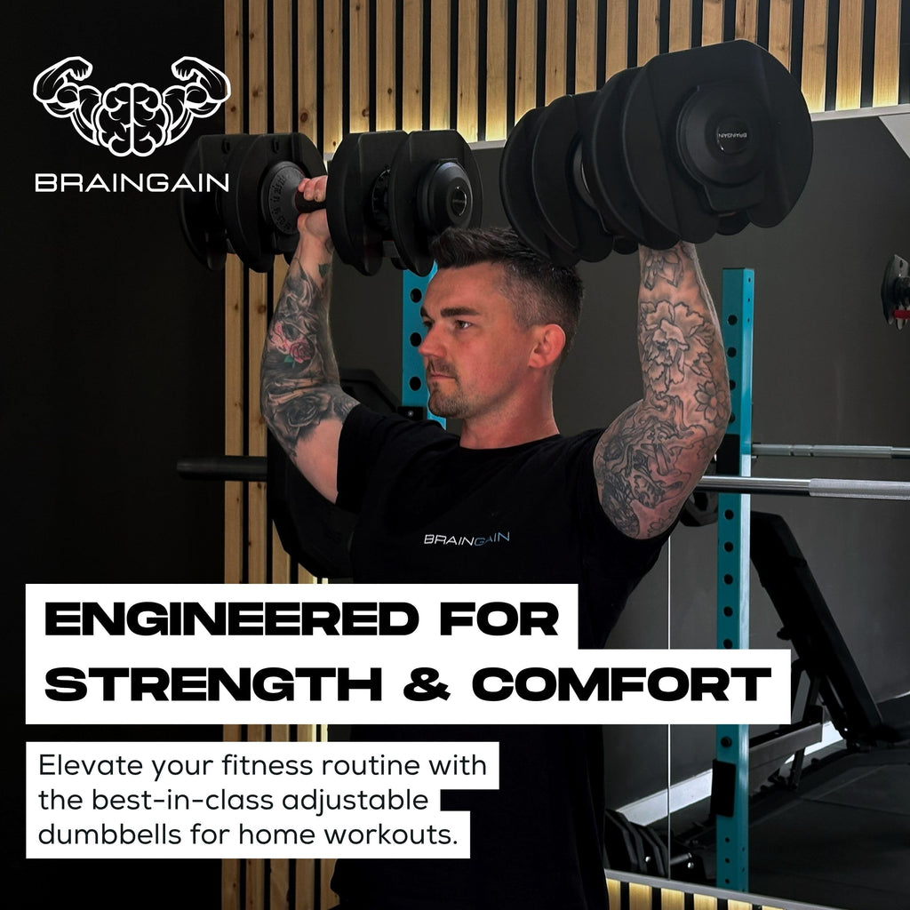 BRAINGAIN Adjustable Dumbbells Set – 15-in-1 & 17-in-1 Pairs | 24kg & 40kg Options | Space-Saving Home Gym Weights | Smart Click Technology | Durable Design