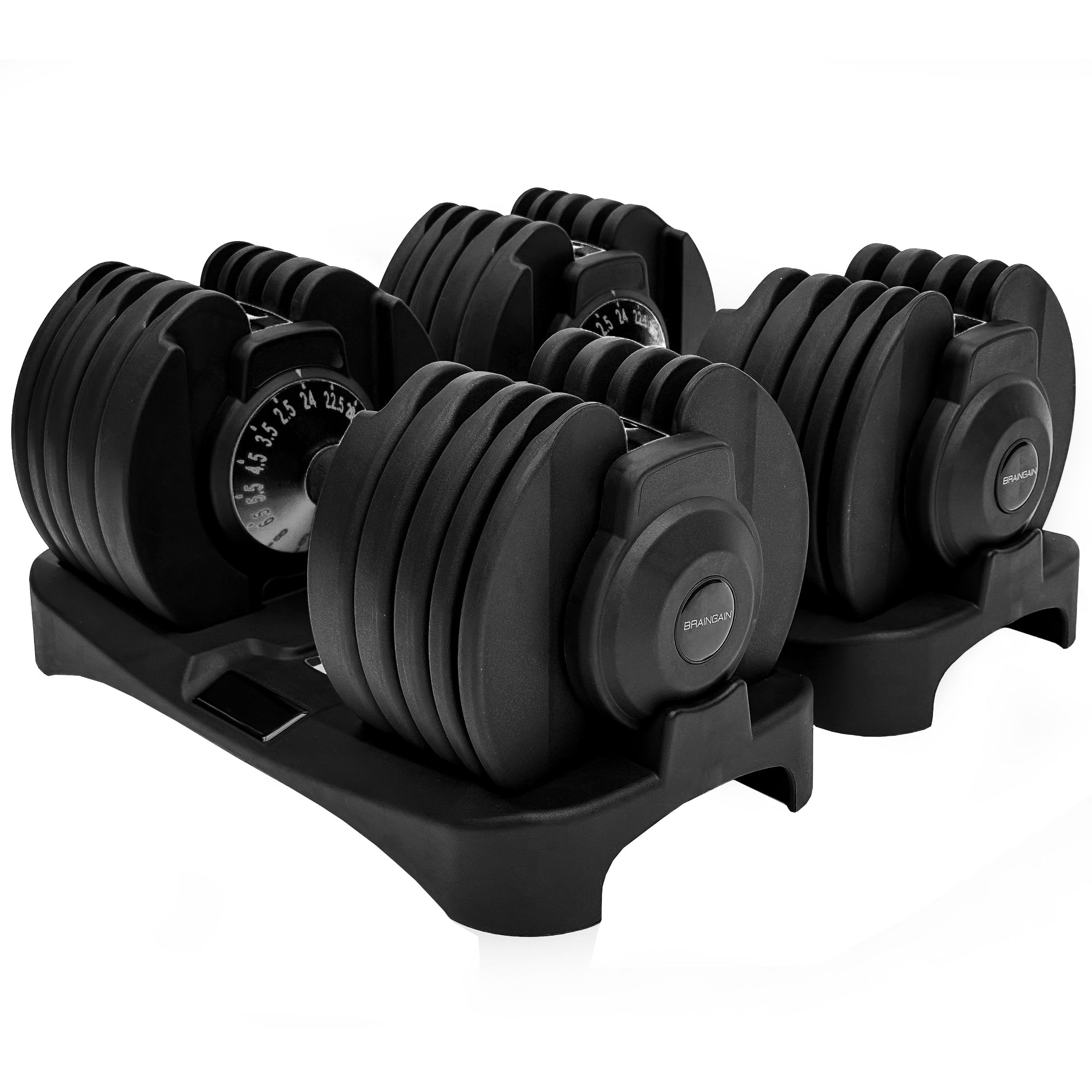 BRAINGAIN Adjustable Dumbbells Set – 15-in-1 & 17-in-1 Pairs | 24kg & 40kg Options | Space-Saving Home Gym Weights | Smart Click Technology | Durable Design