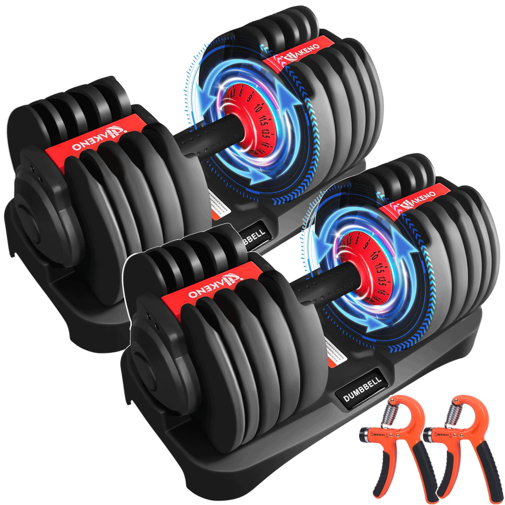 HAKENO 2x24 kg/40 kg Adjustable Dumbbells 15 in 1 Dumbbell Set Adjustable Space-saving Dumbbells, Strength Training and Home Training Variable Weights Space Saving (24-40 kg)