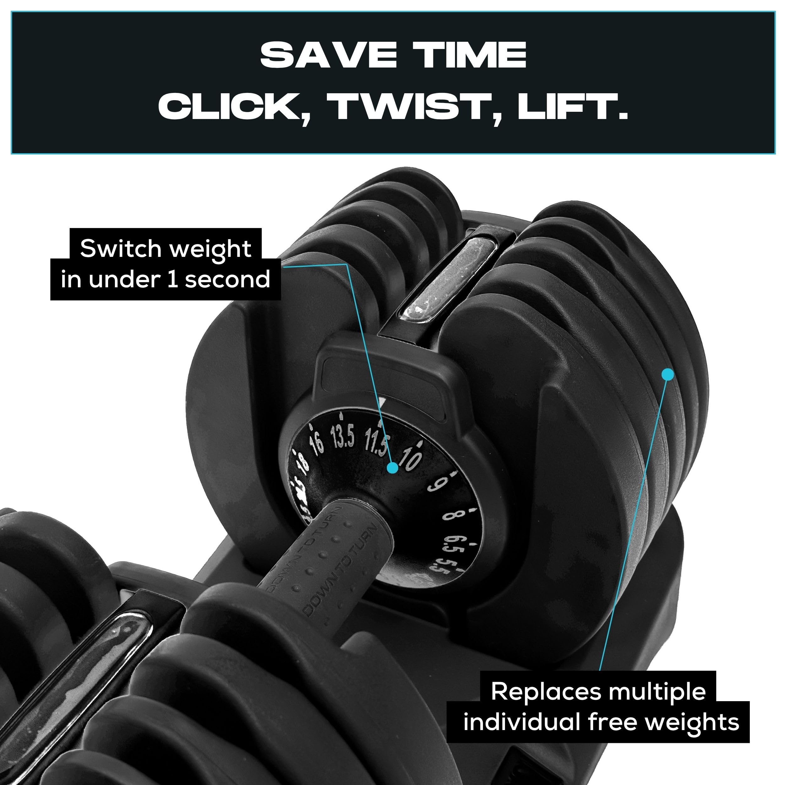 BRAINGAIN Adjustable Dumbbells Set – 15-in-1 & 17-in-1 Pairs | 24kg & 40kg Options | Space-Saving Home Gym Weights | Smart Click Technology | Durable Design