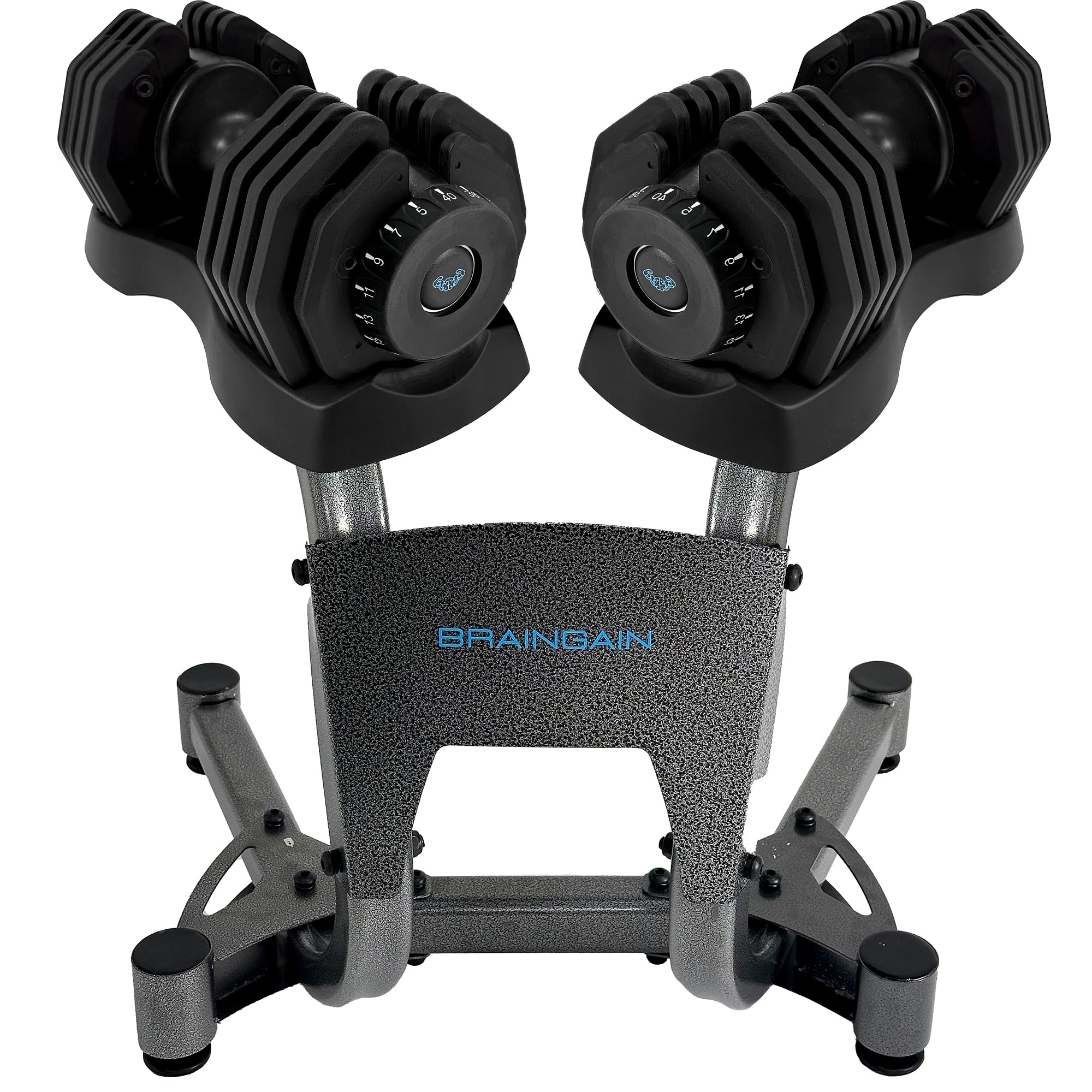 BRAINGAIN Adjustable Dumbbells Set – 15-in-1 & 17-in-1 Pairs | 24kg & 40kg Options | Space-Saving Home Gym Weights | Smart Click Technology | Durable Design